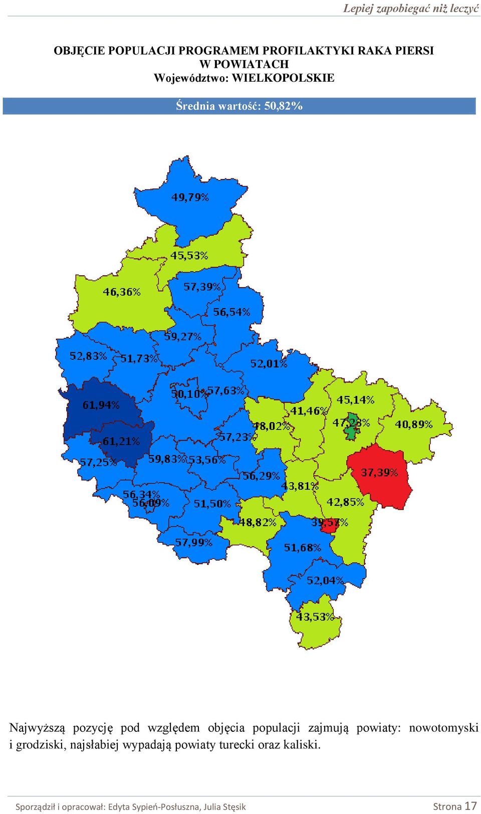 populacji zajmują powiaty: nowotomyski i grodziski, najsłabiej wypadają powiaty