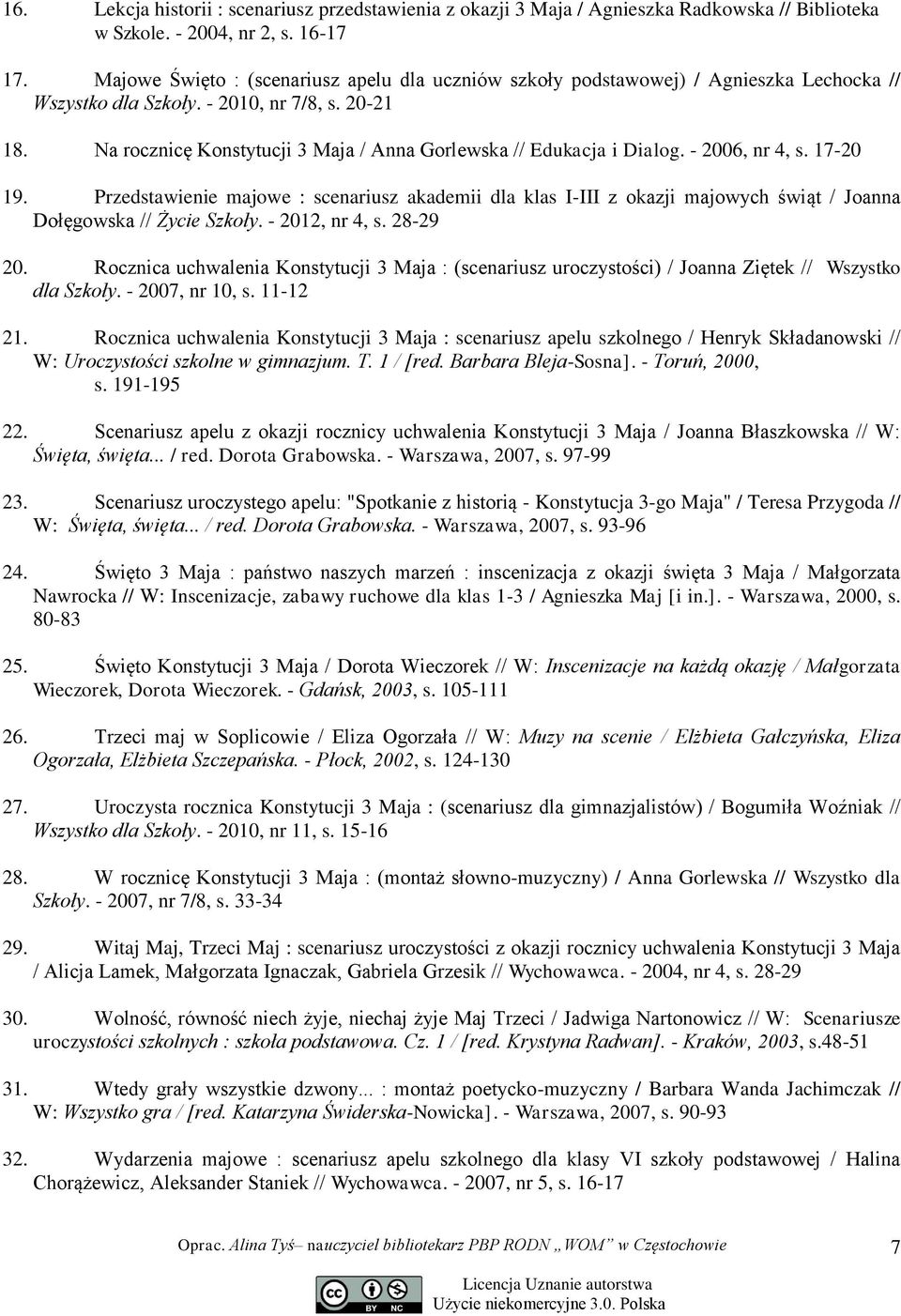 Na rocznicę Konstytucji 3 Maja / Anna Gorlewska // Edukacja i Dialog. - 2006, nr 4, s. 17-20 19.