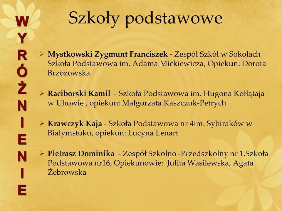 Hugona Kołłątaja w Uhowie, opiekun: Małgorzata Kaszczuk-Petrych Krawczyk Kaja - Szkoła Podstawowa nr 4im.