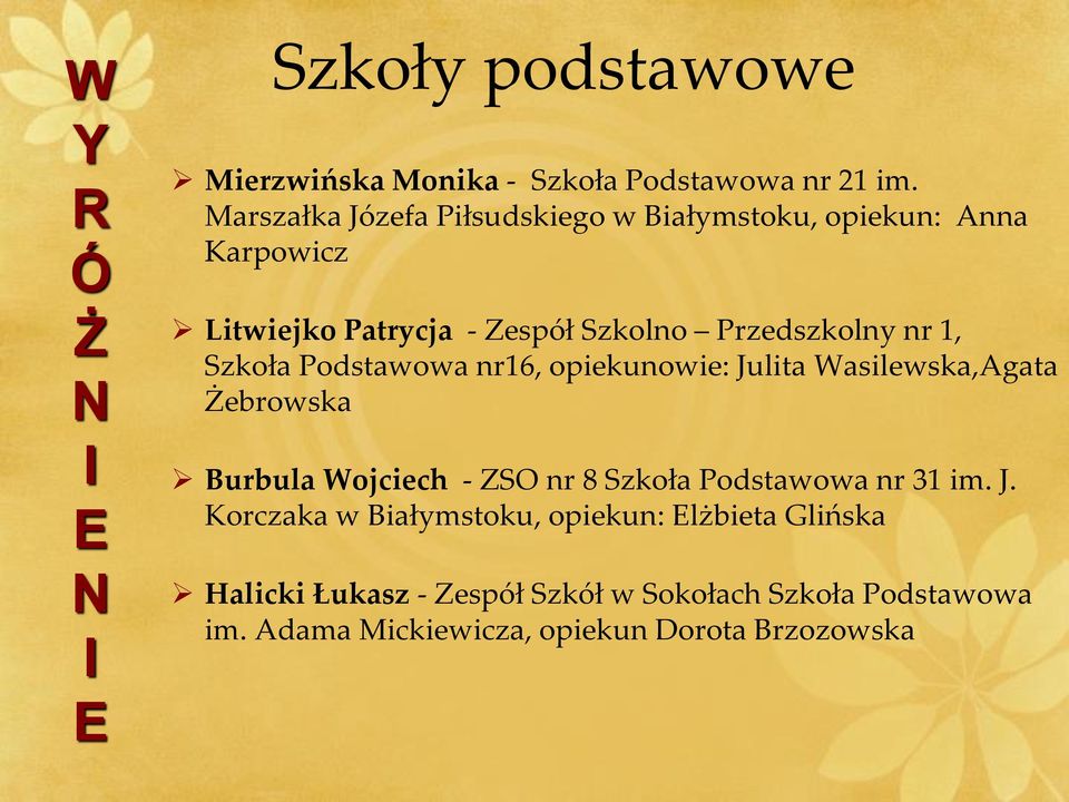 nr 1, Szkoła Podstawowa nr16, opiekunowie: Julita Wasilewska,Agata ebrowska Burbula Wojciech - ZSO nr 8 Szkoła