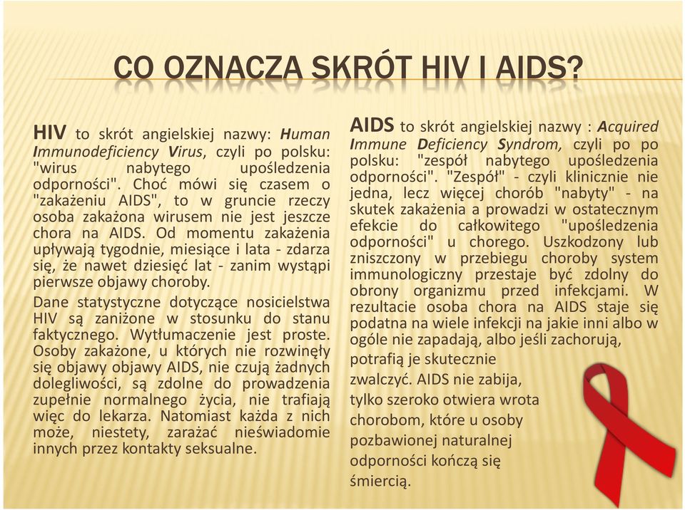Od momentu zakażenia upływają tygodnie, miesiące i lata - zdarza się, że nawet dziesięć lat - zanim wystąpi pierwsze objawy choroby.