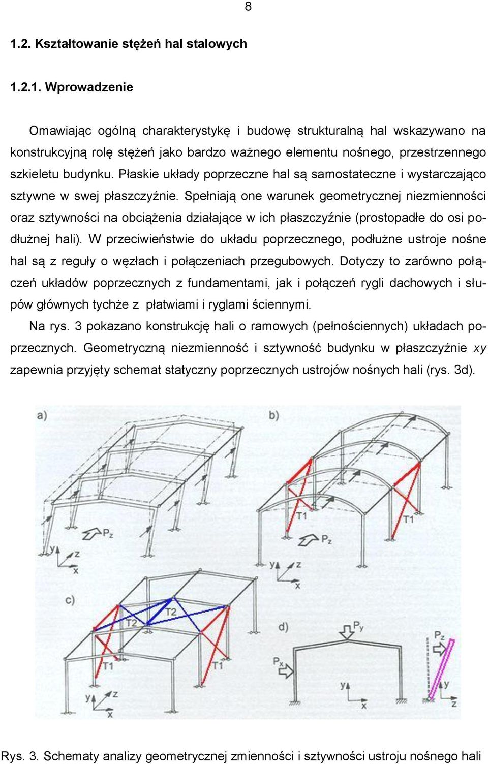 Spełniają one warunek geometrycznej niezmienności oraz sztywności na obciążenia działające w ich płaszczyźnie (prostopadłe do osi podłużnej hali).