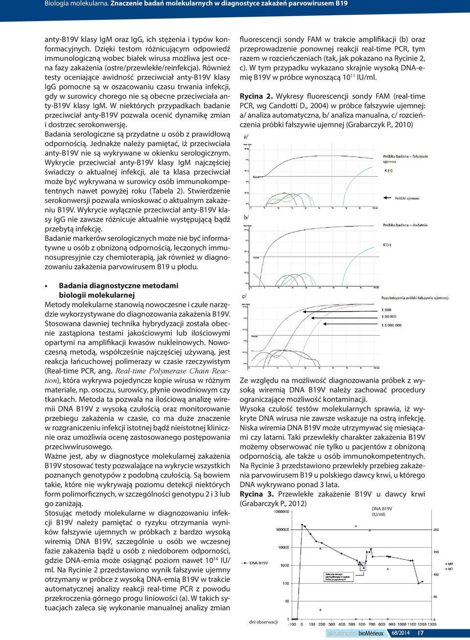 Również testy oceniające awidność przeciwciał anty-b19v klasy IgG pomocne są w oszacowaniu czasu trwania infekcji, gdy w surowicy chorego nie są obecne przeciwciała anty-b19v klasy IgM.
