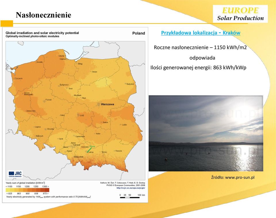 nasłonecznienie 1150 kwh/m2 odpowiada