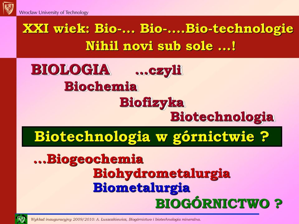 BIOLOGIA Biotechnologia w górnictwie?