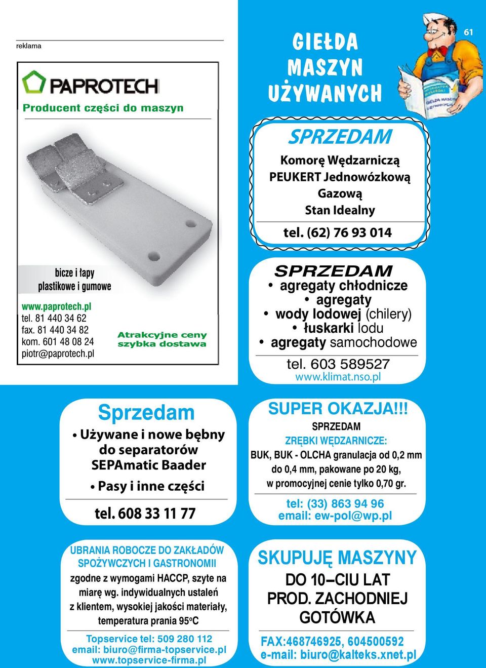 pl Sprzedam Używane i nowe bębny do separatorów SEPAmatic Baader Pasy i inne części tel. 608 33 11 77 SUPER OKAZJA!