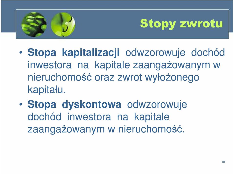 zwrot wyłożonego kapitału.