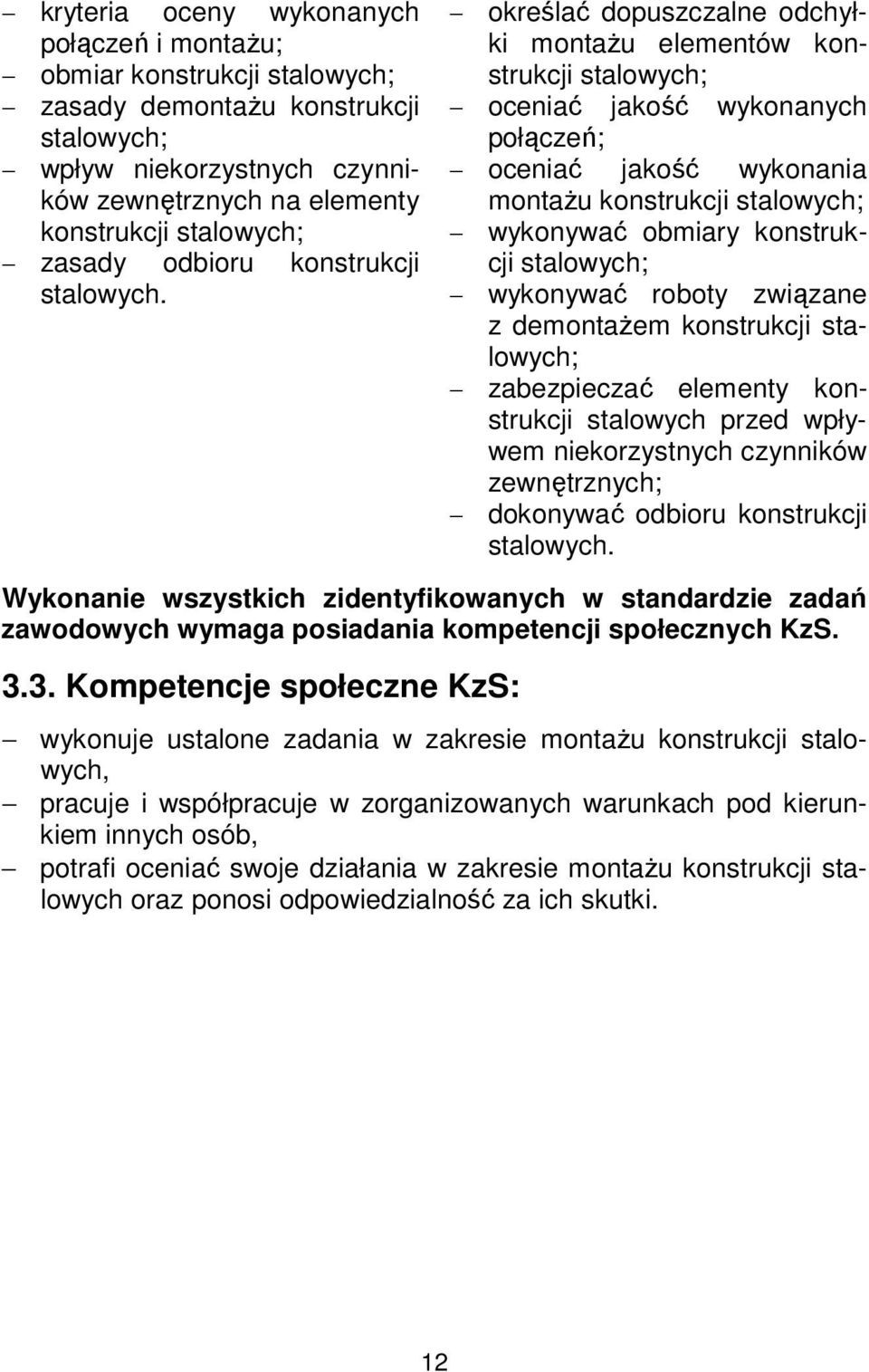 demontażem konstrukcji zabezpieczać elementy konstrukcji stalowych przed wpływem niekorzystnych czynników zewnętrznych; dokonywać odbioru konstrukcji stalowych.