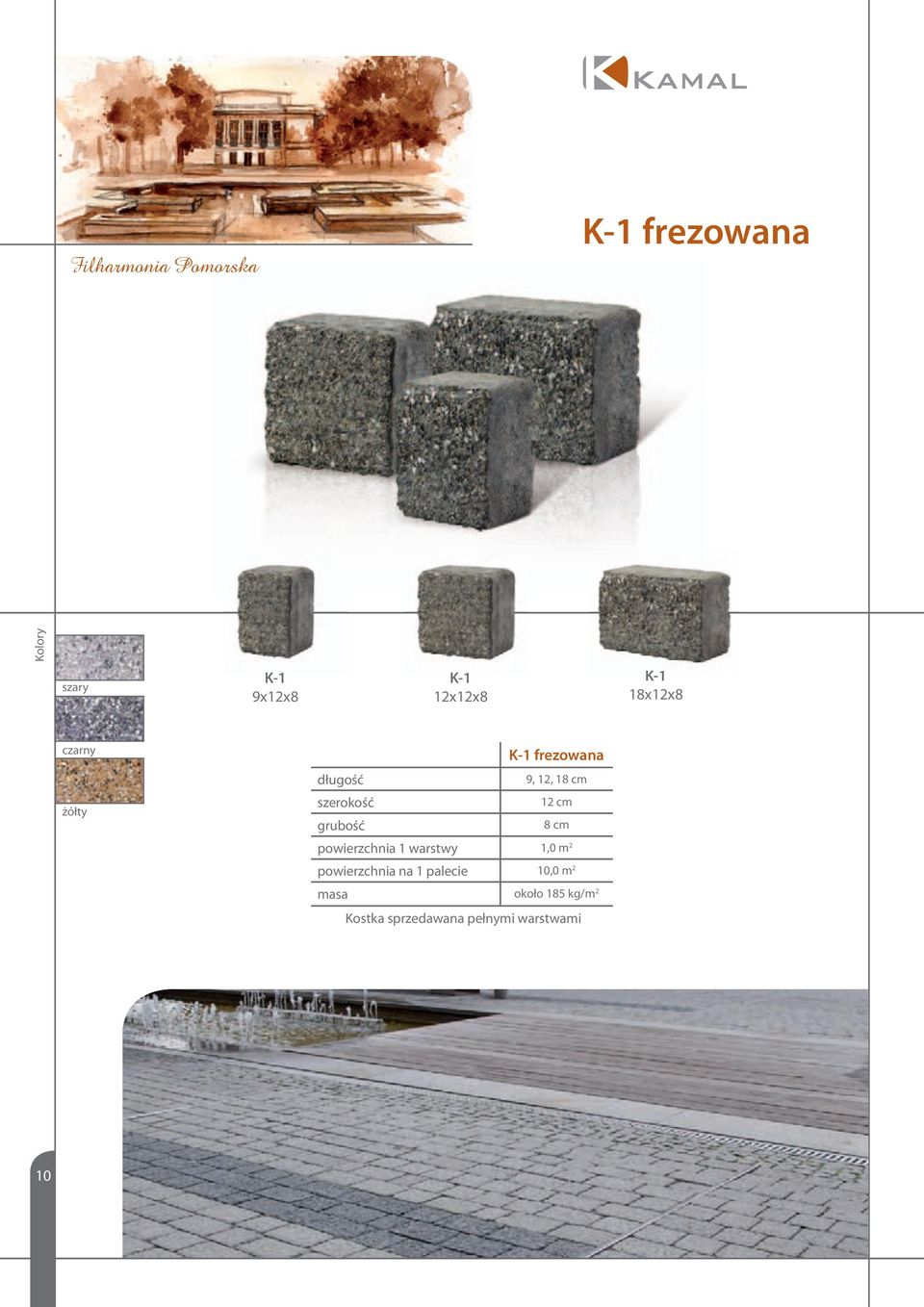 szerokość 12 cm grubość 8 cm powierzchnia 1 warstwy 1,0 m 2