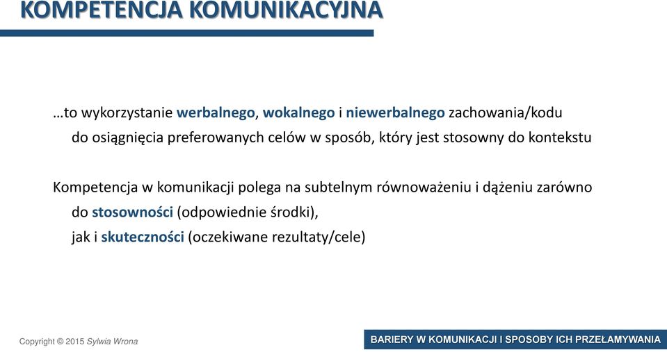 kontekstu Kompetencja w komunikacji polega na subtelnym równoważeniu i dążeniu