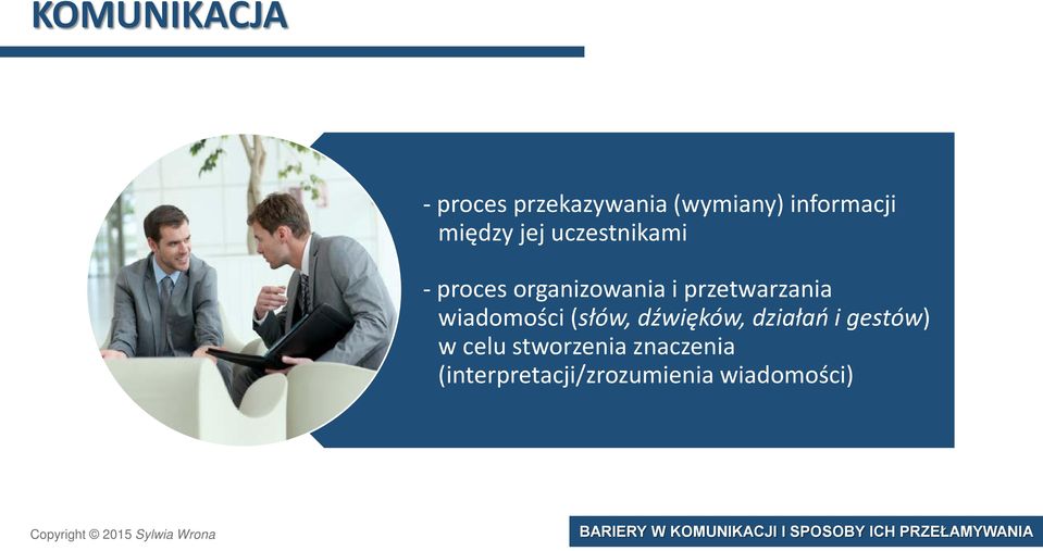 przetwarzania wiadomości (słów, dźwięków, działań i