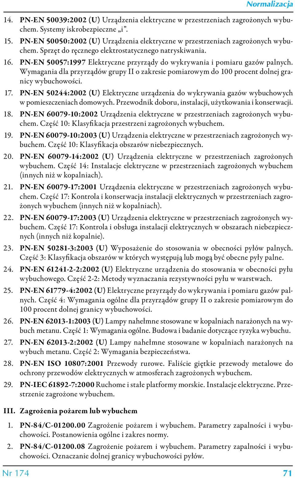 Wymagania dla przyrządów grupy II o zakresie pomiarowym do 100 procent dolnej granicy wybuchowości. 17.