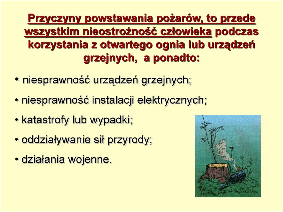 a ponadto: niesprawność urządzeń grzejnych; niesprawność instalacji