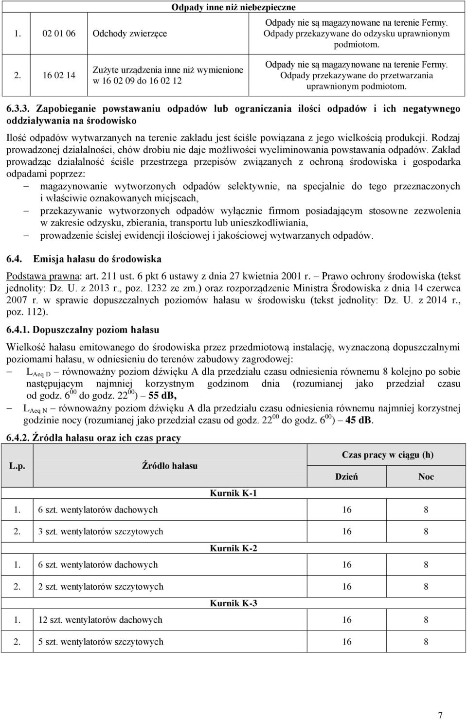 3. Zapobieganie powstawaniu odpadów lub ograniczania ilości odpadów i ich negatywnego oddziaływania na środowisko Ilość odpadów wytwarzanych na terenie zakładu jest ściśle powiązana z jego wielkością