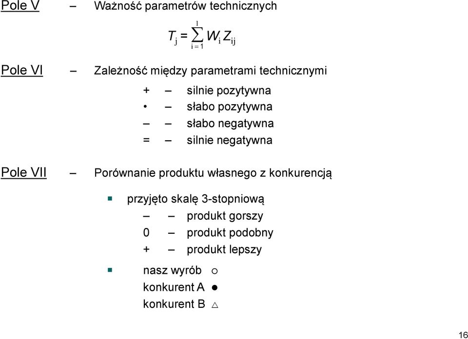 negatywna Pole VII Porównanie produktu własnego z konkurencją l i 1 przyjęto skalę