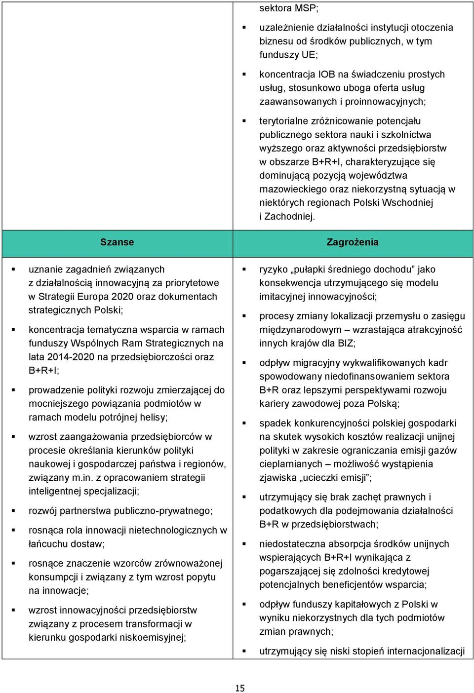 dominującą pozycją województwa mazowieckiego oraz niekorzystną sytuacją w niektórych regionach Polski Wschodniej i Zachodniej.