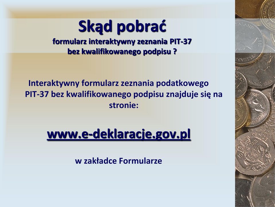 Interaktywny formularz zeznania podatkowego PIT-37 bez