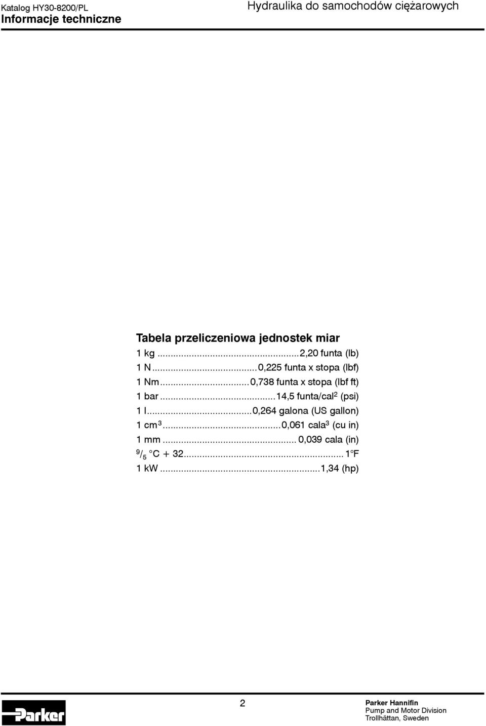..14,5 funta/cal 2 (psi) 1 l...0,264 galona (US gallon) 1 cm 3.