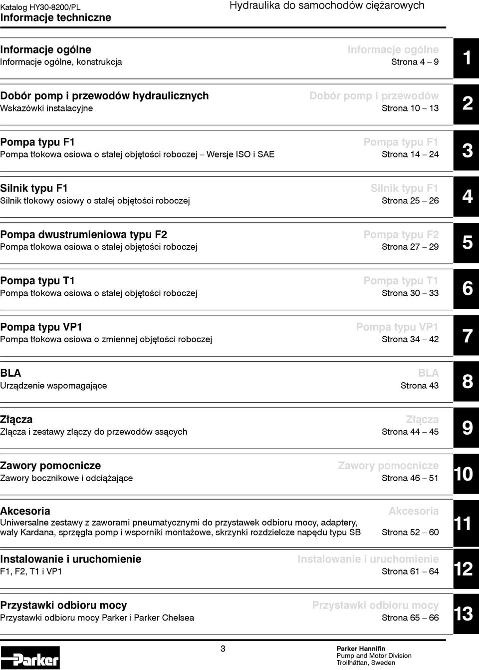 dwustrumieniowa typu F2 Pompa typu F2 Pompa tłokowa osiowa o stałej objętości roboczej Strona 27 29 Pompa typu T1 Pompa typu T1 Pompa tłokowa osiowa o stałej objętości roboczej Strona 30 33 3 4 5 6