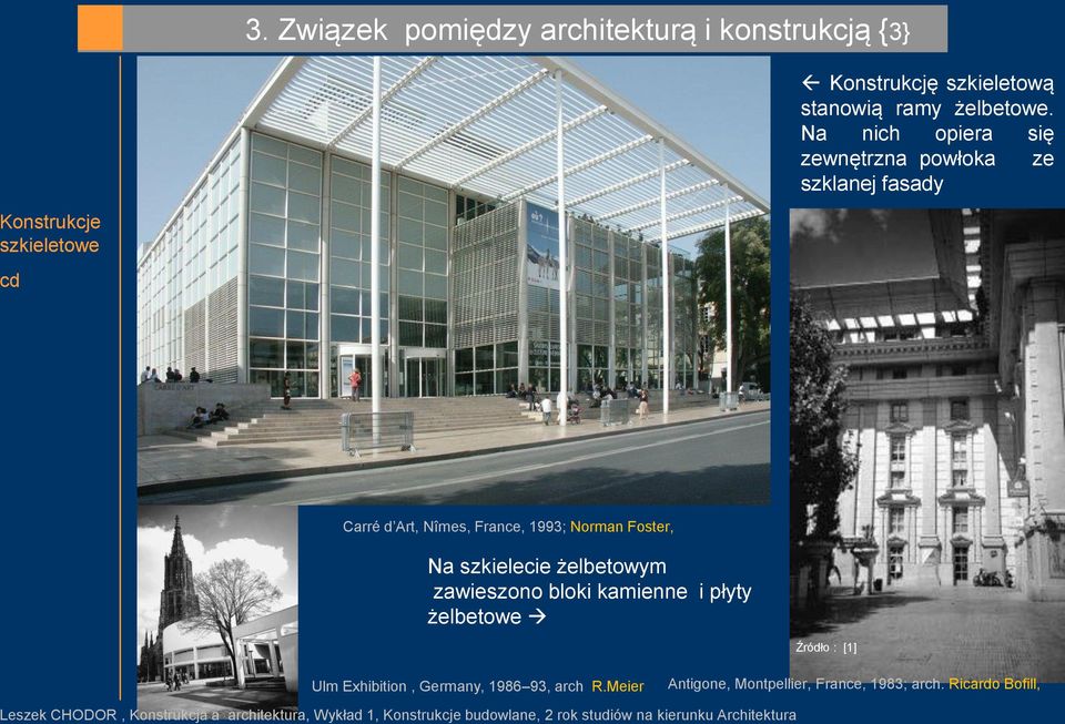 France, 1993; Norman Foster, Na szkielecie żelbetowym zawieszono bloki kamienne i płyty żelbetowe Źródło