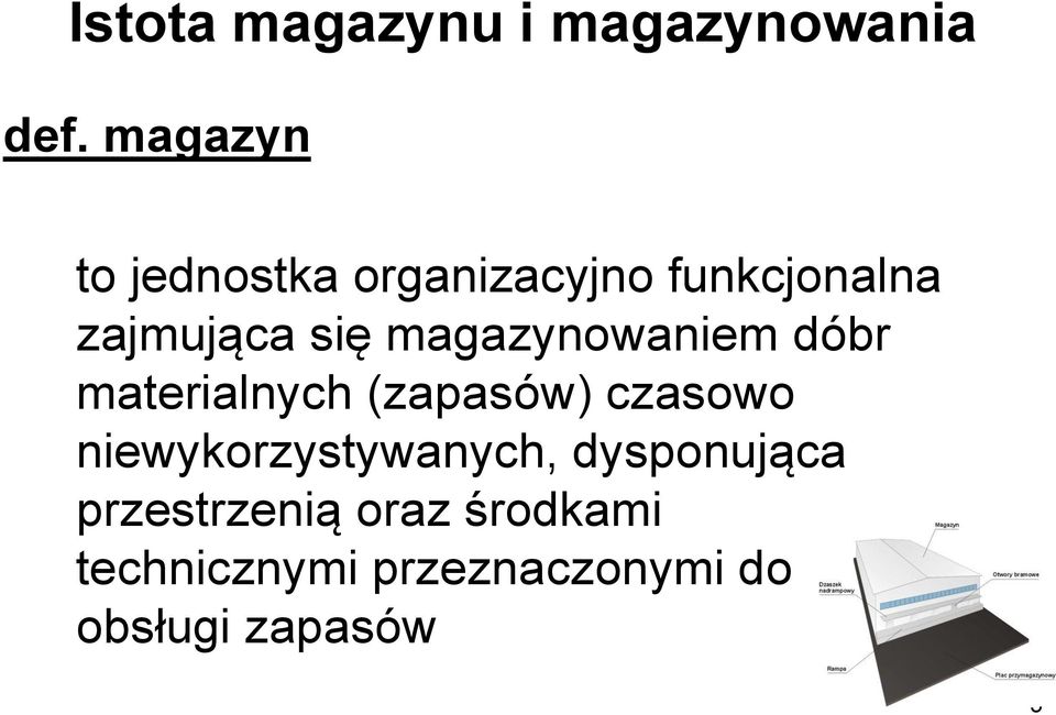 magazynowaniem dóbr materialnych (zapasów) czasowo