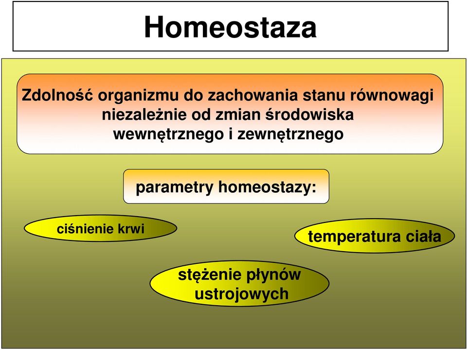 wewnętrznego i zewnętrznego parametry homeostazy: