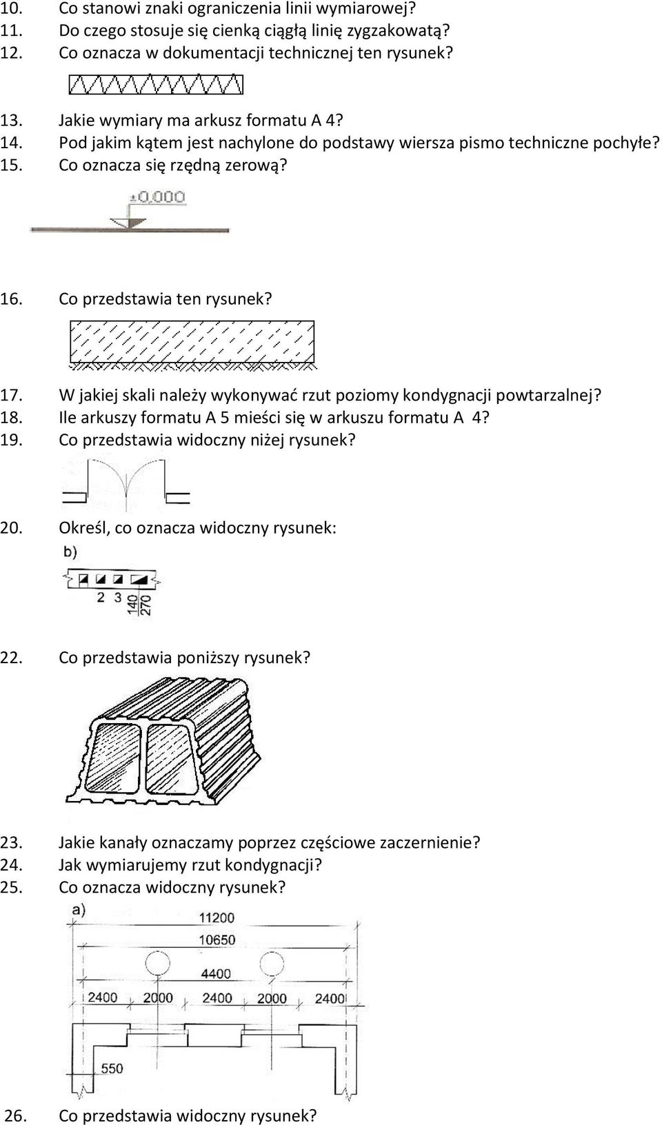 W jakiej skali należy wykonywać rzut poziomy kondygnacji powtarzalnej? 18. Ile arkuszy formatu A 5 mieści się w arkuszu formatu A 4? 19. Co przedstawia widoczny niżej rysunek? 20.