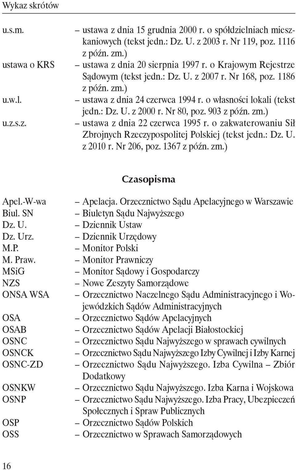 903 ustawa z dnia 22 czerwca 1995 r. o zakwaterowaniu Sił Zbrojnych Rzeczypospolitej Polskiej (tekst jedn.: Dz. U. z 2010 r. Nr 206, poz. 1367 Czasopisma Apel.-W-wa Apelacja.