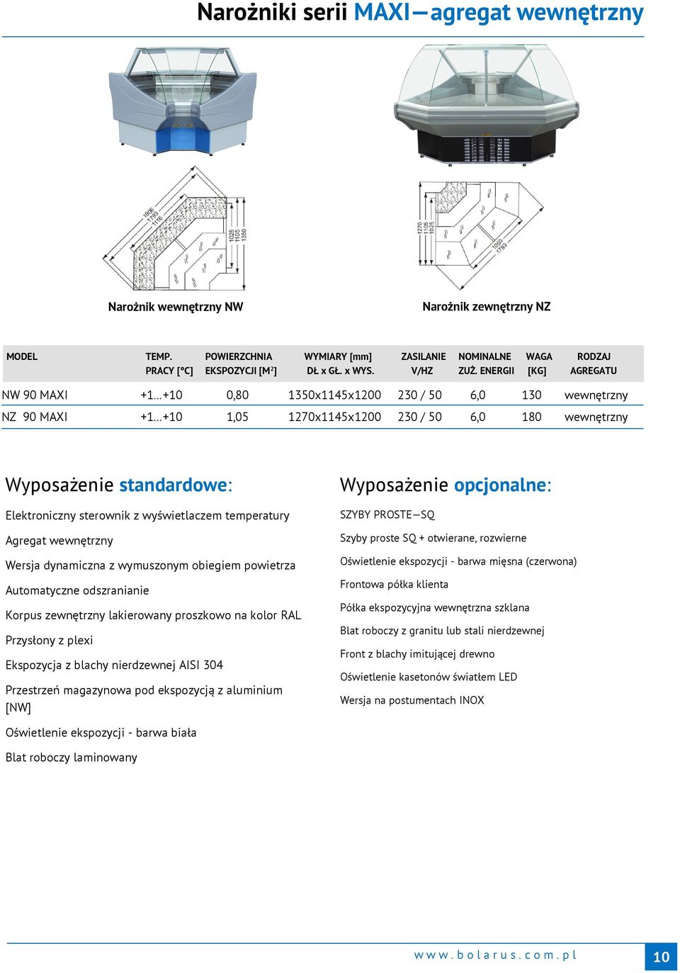 ENERGII [KG] AGREGATU NW 90 MAXI +1 +10 0,80 1350x1145x1200 230 / 50 6,0 130 wewnętrzny NZ 90 MAXI +1 +10 1,05 1270x1145x1200 230 / 50 6,0 180 wewnętrzny Agregat wewnętrzny Korpus zewnętrzny