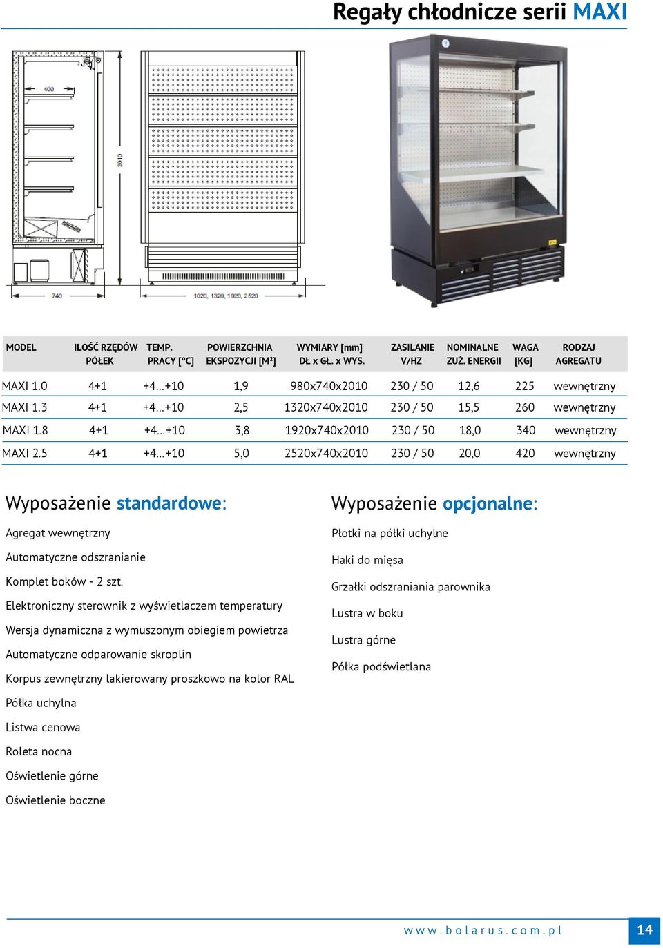 8 4+1 +4 +10 3,8 1920x740x2010 230 / 50 18,0 340 wewnętrzny MAXI 2.5 4+1 +4 +10 5,0 2520x740x2010 230 / 50 20,0 420 wewnętrzny Agregat wewnętrzny Komplet boków - 2 szt.
