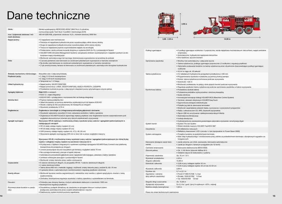 EuroMot 4 (technologia SCR) 460 kw (626 KM), pojemność skokowa 15,6 l, moment obrotowy 2900 Nm 3 napędzane osie mechaniczne Pierwsza oś napędzana hydraulicznie przez wysokowydajny silnik osiowy
