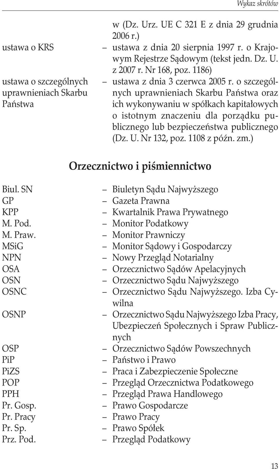 .ich wykonywaniu w spółkach kapitałowych o istotnym znaczeniu dla porządku publicznego lub bezpieczeństwa publicznego (Dz. U. Nr 132, poz. 1108 z późn. zm.) Orzecznictwo i piśmiennictwo Biul. SN.