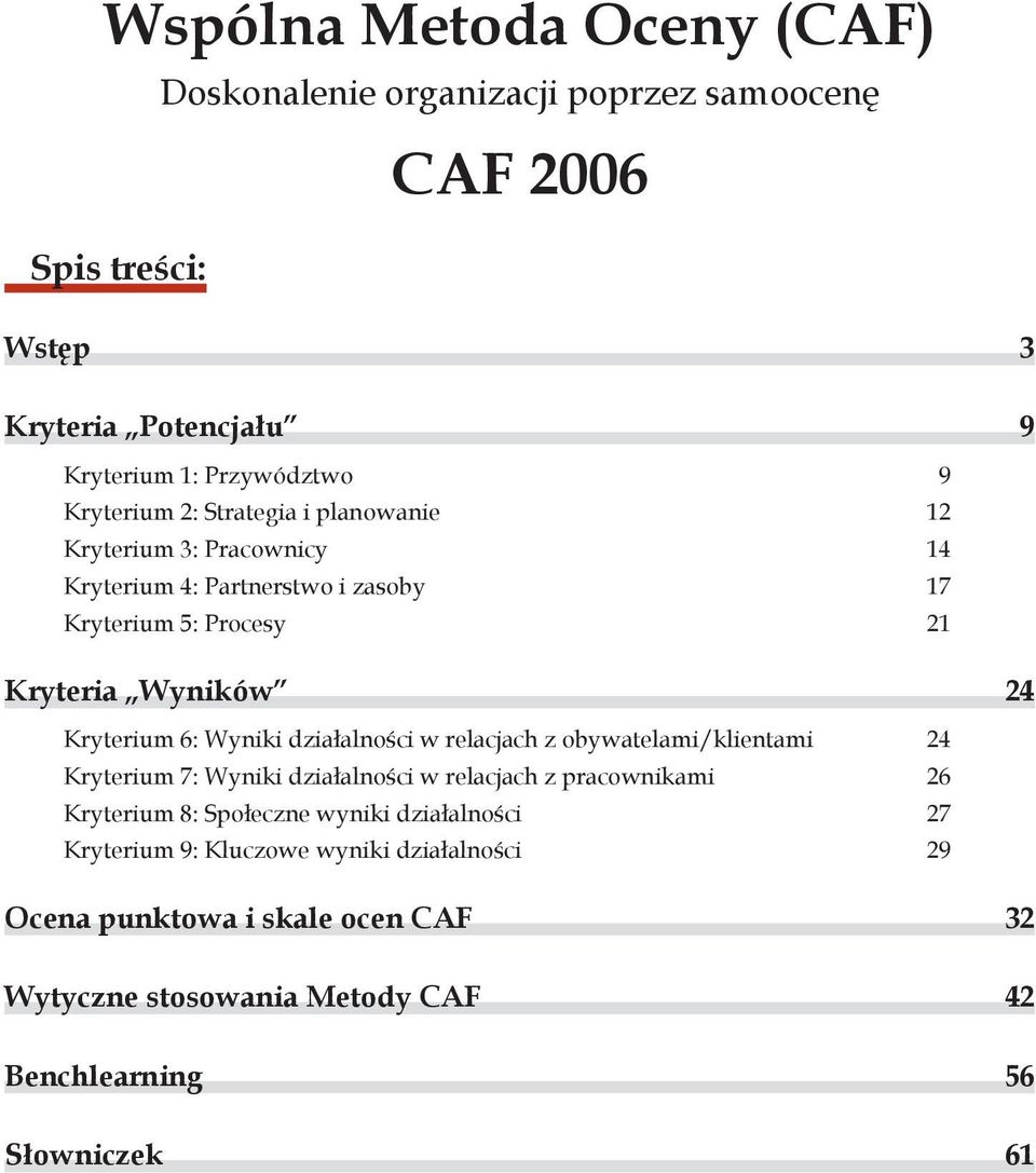 Kryterium 6: Wyniki działalności w relacjach z obywatelami/klientami 24 Kryterium 7: Wyniki działalności w relacjach z pracownikami 26 Kryterium 8: