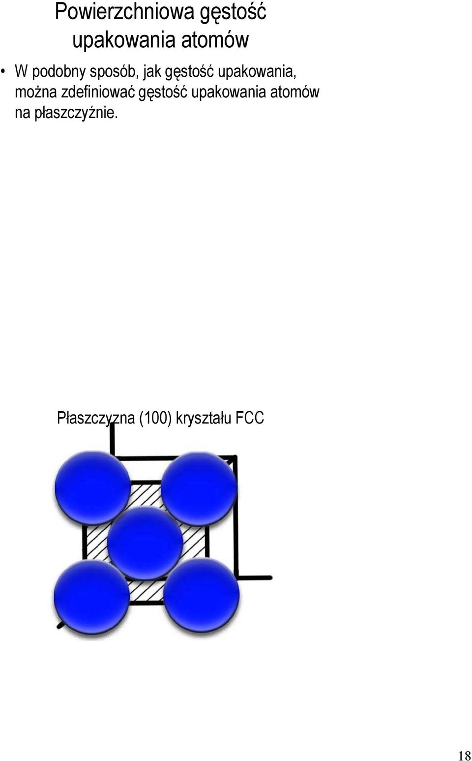 można zdefiniować gęstość upakowania atomów