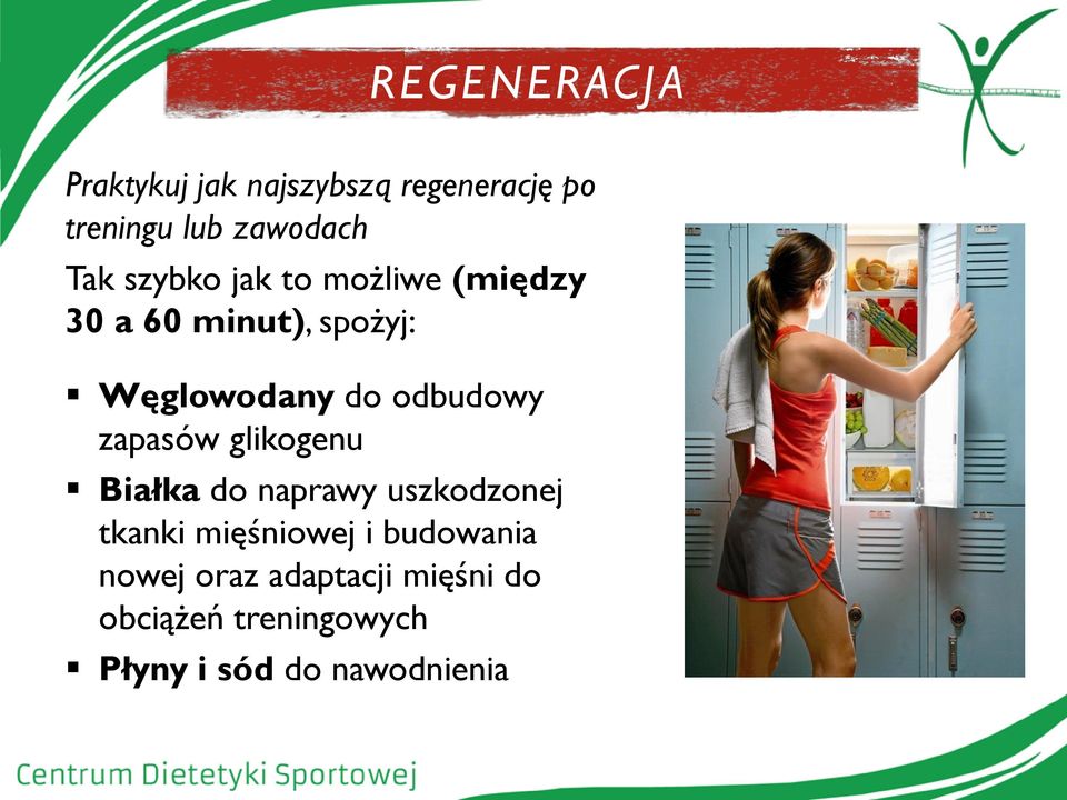 zapasów glikogenu Białka do naprawy uszkodzonej tkanki mięśniowej i budowania