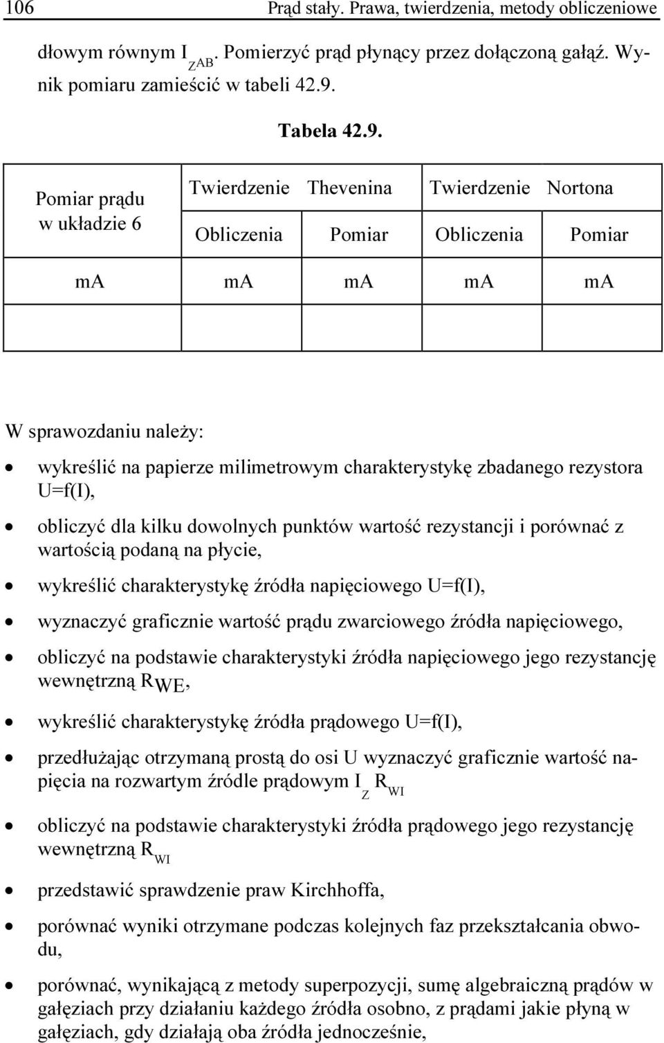 Pomiar prądu w układzie 6 Twierdzenie Thevenina Twierdzenie Nortona Obliczenia Pomiar Obliczenia Pomiar ma ma ma ma ma W sprawozdaniu należy: wykreślić na papierze milimetrowym charakterystykę