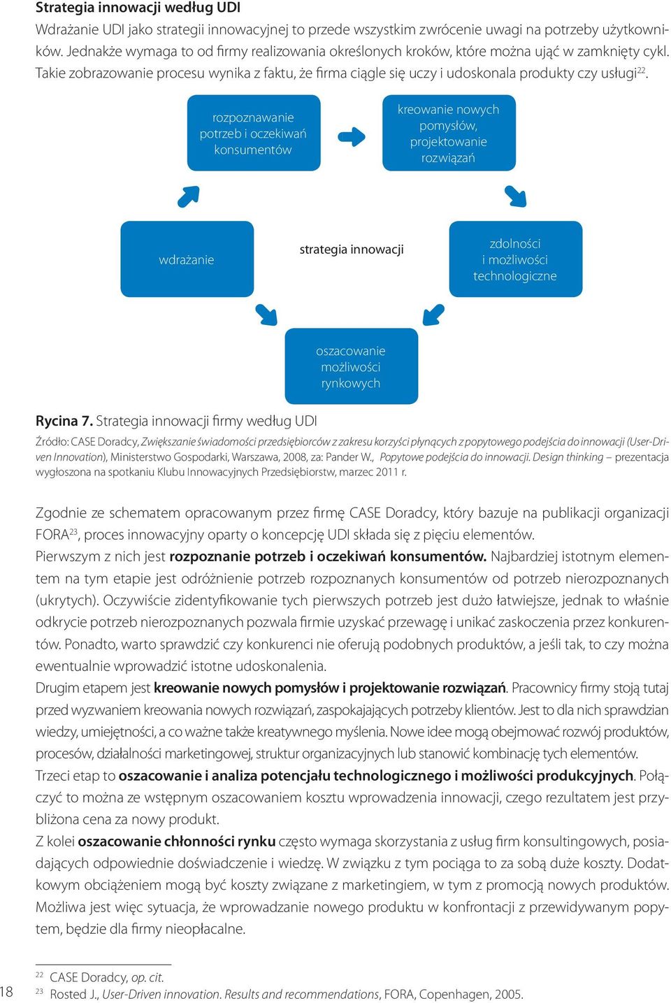 rozpoznawanie potrzeb i oczekiwań konsumentów kreowanie nowych pomysłów, projektowanie rozwiązań wdrażanie strategia innowacji zdolności i możliwości technologiczne oszacowanie możliwości rynkowych