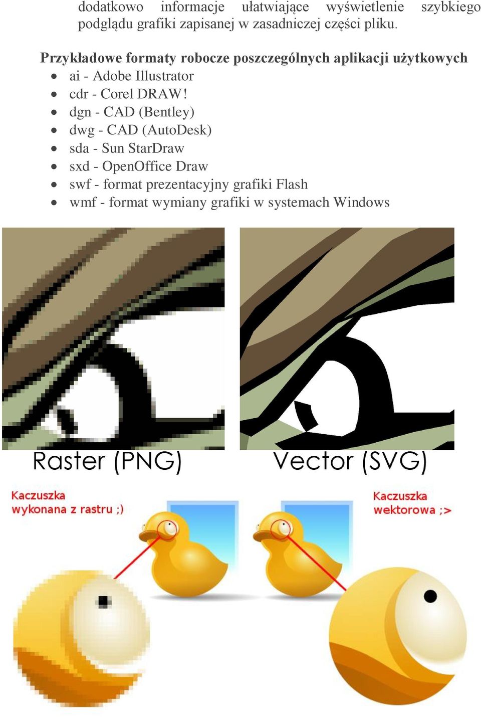 Przykładowe formaty robocze poszczególnych aplikacji użytkowych ai - Adobe Illustrator cdr -