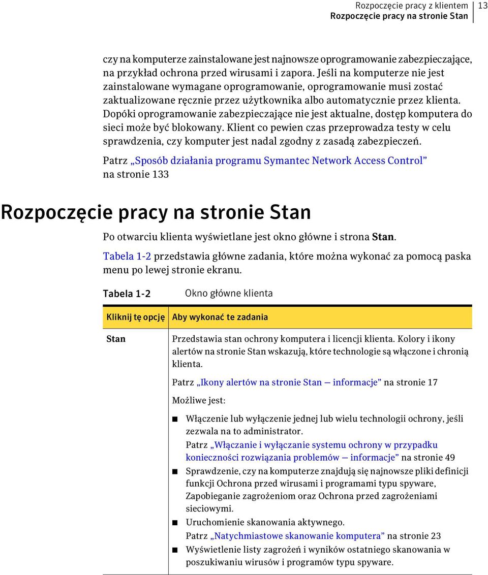 Dopóki oprogramowanie zabezpieczające nie jest aktualne, dostęp komputera do sieci może być blokowany.