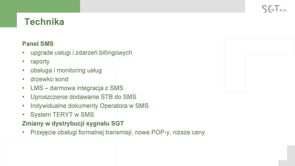 dodawanie STB do SMS Indywidualne dokumenty Operatora w SMS System TERYT w SMS