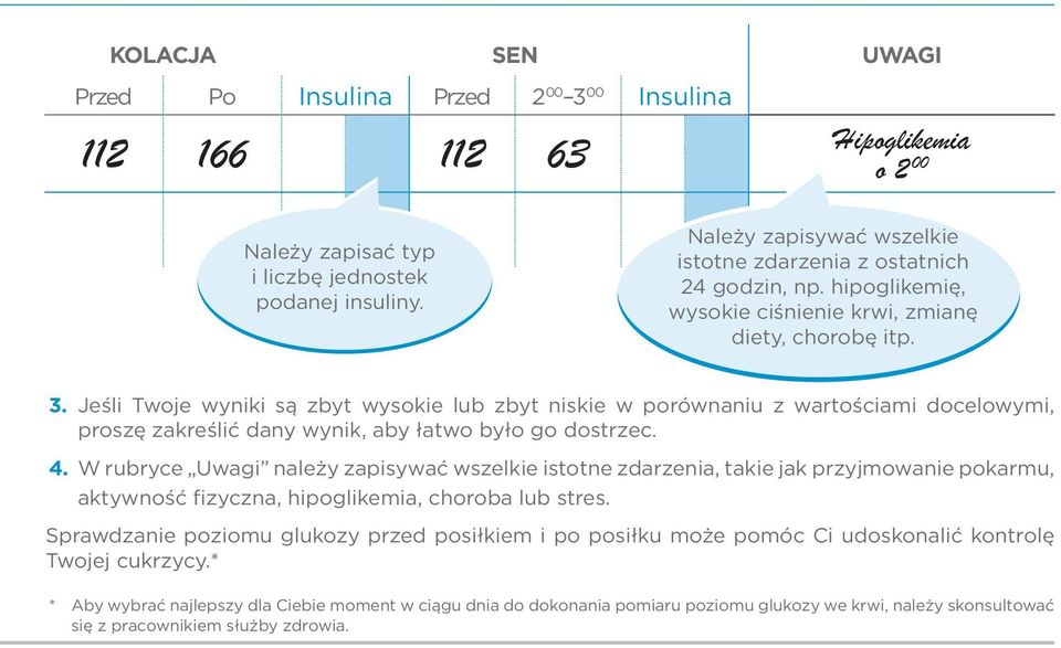 Jeśli Twoje wyniki są zbyt wysokie lub zbyt niskie w porównaniu z wartościami docelowymi, proszę zakreślić dany wynik, aby łatwo było go dostrzec. 4.