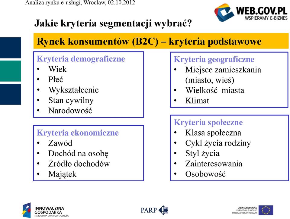 cywilny Narodowość Kryteria ekonomiczne Zawód Dochód na osobę Źródło dochodów Majątek Kryteria