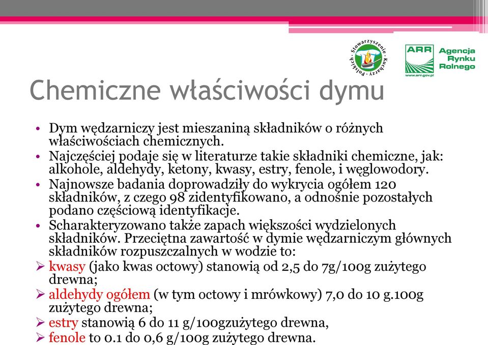 Najnowsze badania doprowadziły do wykrycia ogółem 120 składników, z czego 98 zidentyfikowano, a odnośnie pozostałych podano częściową identyfikacje.