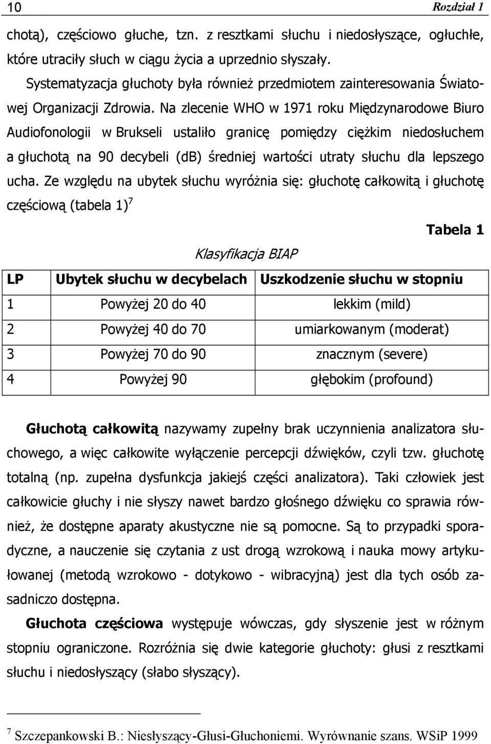 Na zlecenie WHO w 1971 roku Międzynarodowe Biuro Audiofonologii w Brukseli ustaliło granicę pomiędzy ciężkim niedosłuchem a głuchotą na 90 decybeli (db) średniej wartości utraty słuchu dla lepszego