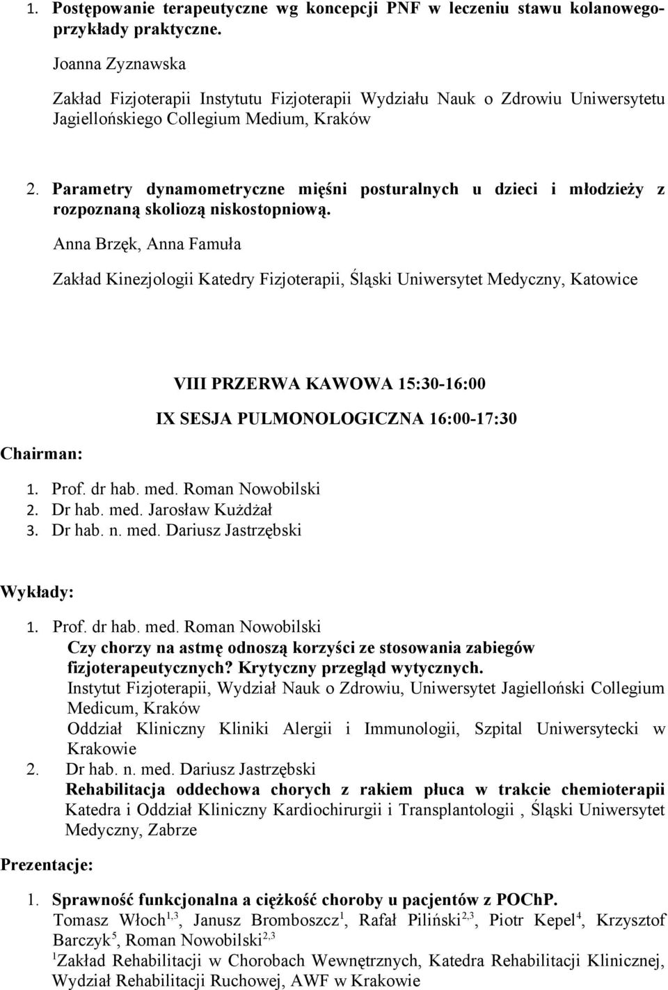 Parametry dynamometryczne mięśni posturalnych u dzieci i młodzieży z rozpoznaną skoliozą niskostopniową.