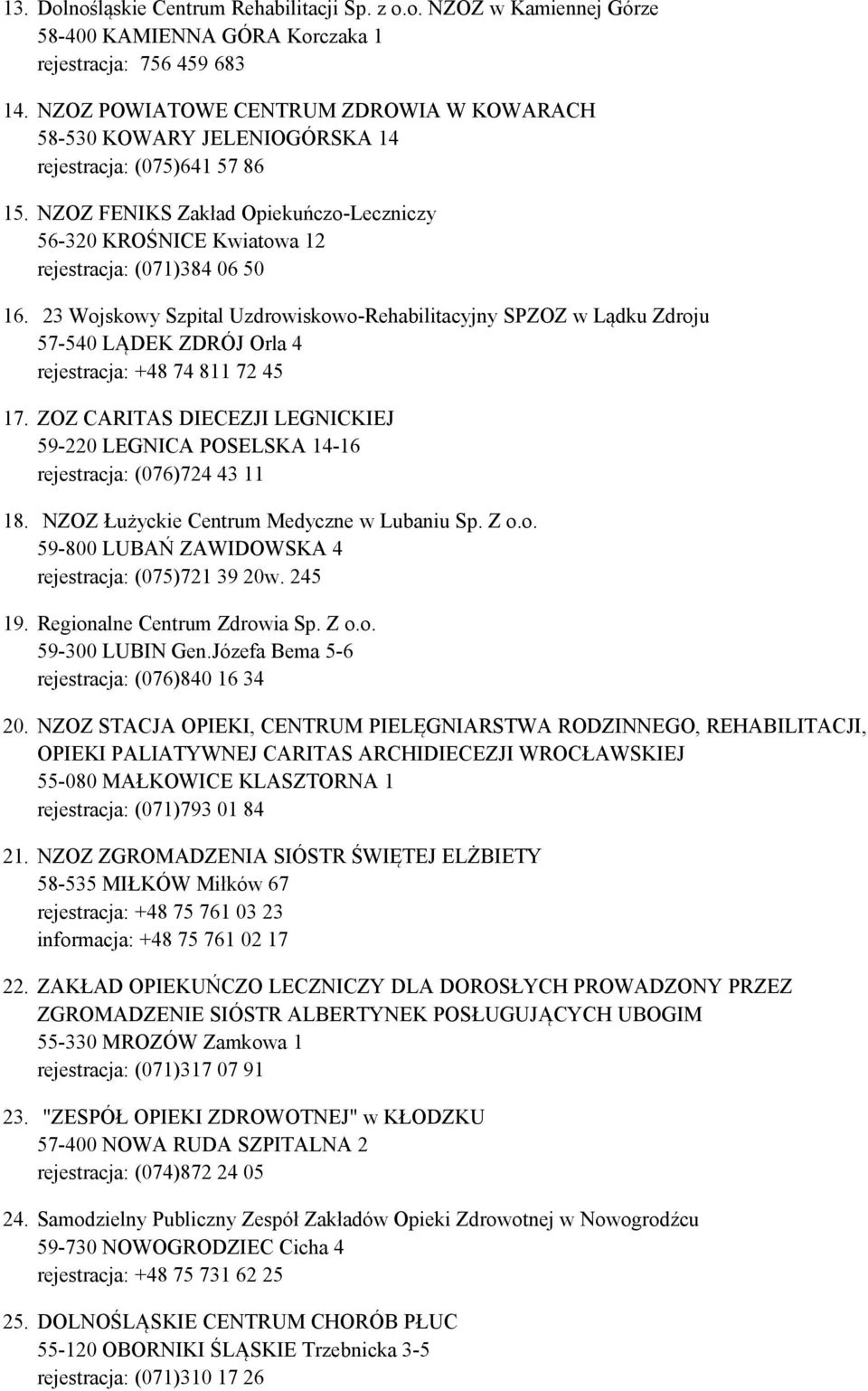 NZOZ FENIKS Zakład Opiekuńczo-Leczniczy 56-320 KROŚNICE Kwiatowa 12 rejestracja: (071)384 06 50 16.