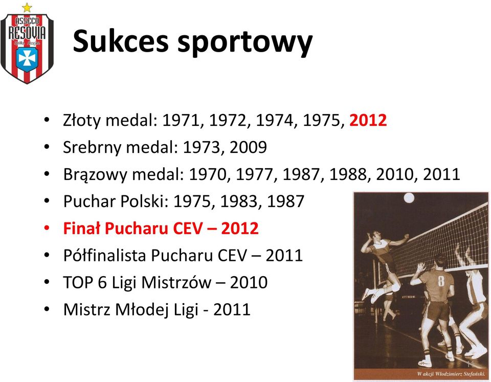 Puchar Polski: 1975, 1983, 1987 Finał Pucharu CEV 2012 Półfinalista