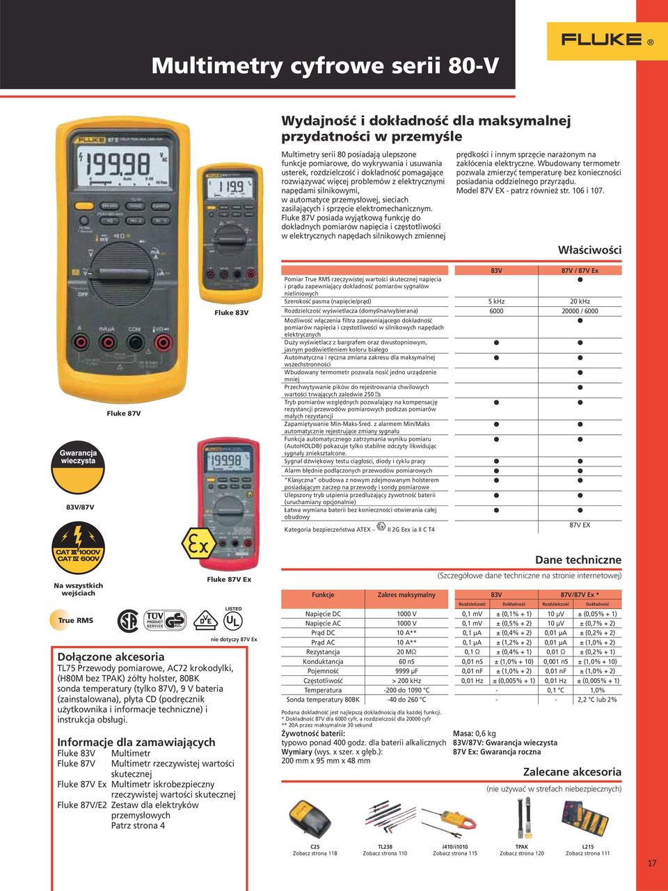 Fluke 87V posiada wyjątkową funkcję do dokładnych pomiarów napięcia i częstotliwości w elektrycznych napędach silnikowych zmiennej prędkości i innym sprzęcie narażonym na zakłócenia elektryczne.
