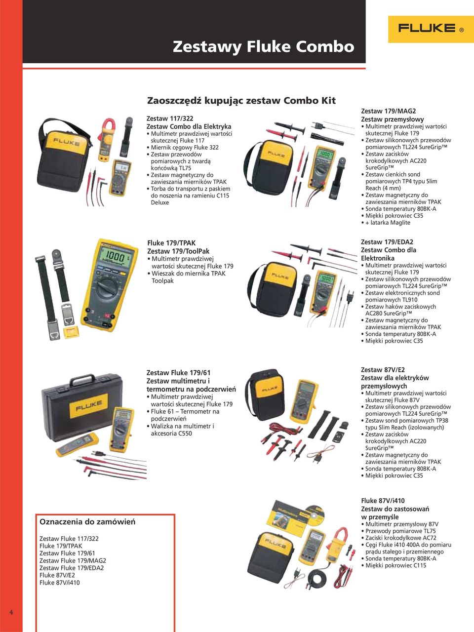 prawdziwej wartości skutecznej Fluke 179 Wieszak do miernika TPAK Toolpak Zestaw 179/MAG2 Zestaw przemysłowy Multimetr prawdziwej wartości skutecznej Fluke 179 Zestaw silikonowych przewodów