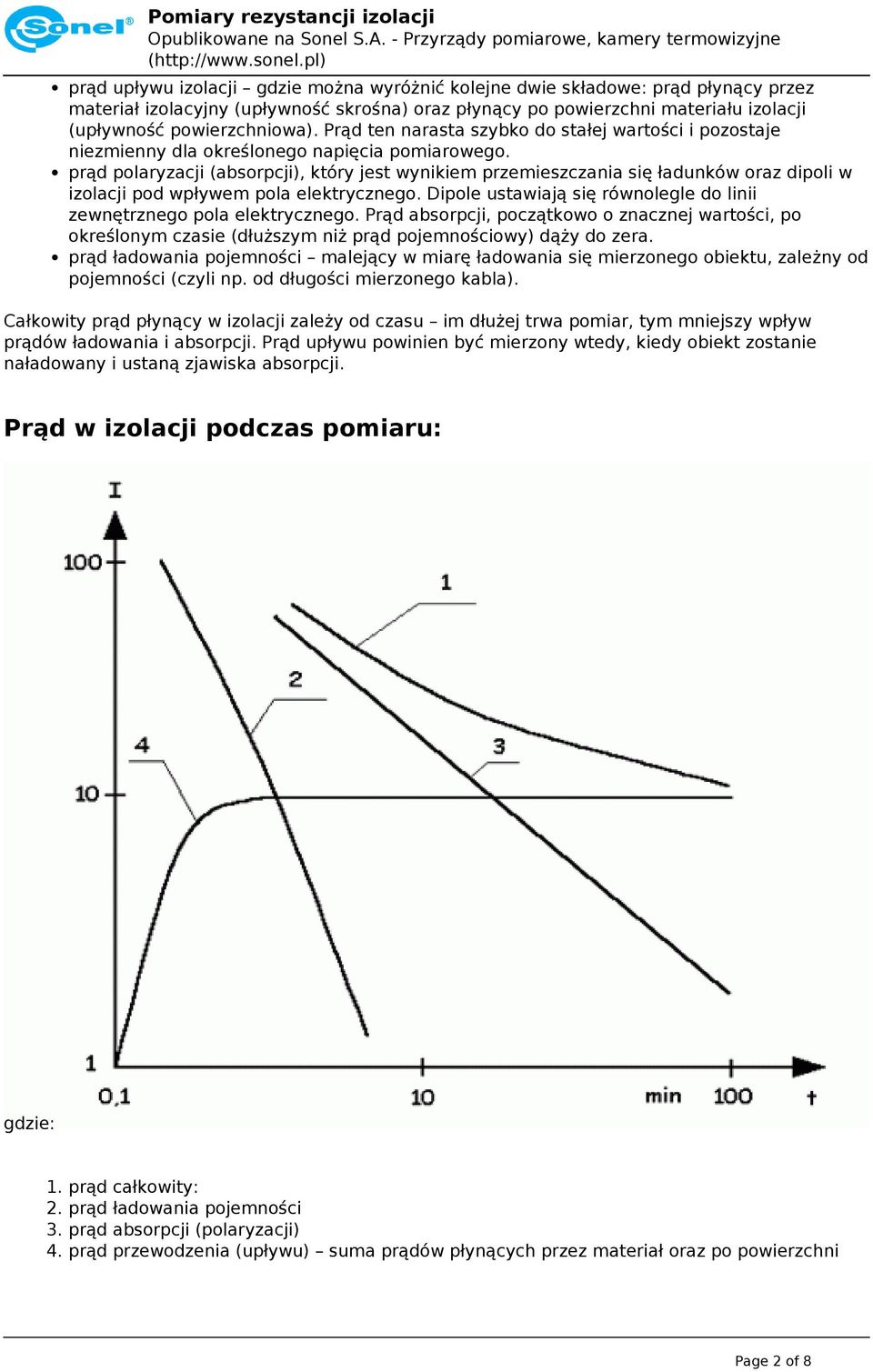 prąd polaryzacji (absorpcji), który jest wynikiem przemieszczania się ładunków oraz dipoli w izolacji pod wpływem pola elektrycznego.